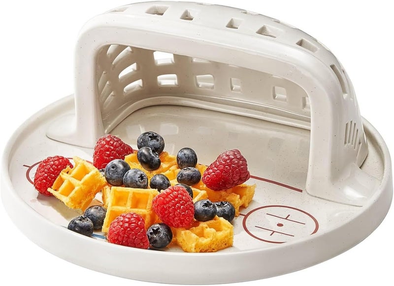 Gute Hockey Themed Ceramic Plate - Fun Hockey Rink Design with 3D Net - Ice Hockey Birthday Party Decor Sport Events Hockey Gifts Serving Platter - Durable, BPA-Free, Dishwasher Safe 9.8" L - Image 1